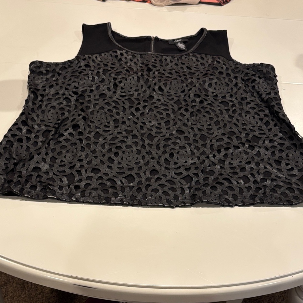 Alfani Black Lace-Overlay Sleeveless Top